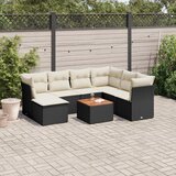Maison Chic Seti vrtnega pohištva - Vrtna garnitura - Vrtni pohištvo set 8-delna z blazinami črn poli ratan, (21798794) | Shoptok.si