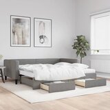 vidaXL Izvlečna dnevna postelja s predali temno siva 100x200 cm blago Cene