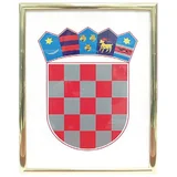 Grb Republike Hrvatske metalni okvir srebrni, 21x30 cm