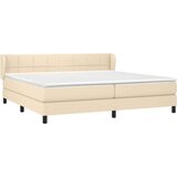  Krevet s oprugama i madracem krem 200 x 200 cm od tkanine | shoptok.hr