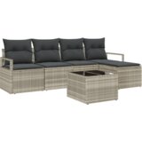  Set od 6 komada vrtnih kauča s jastučićima sive boje poli ratana | shoptok.hr