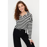Trendyol Ecru Crop Striped Knitwear Sweater | Eponuda.ba