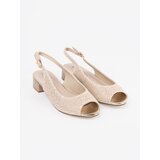 GOODIN Light beige openwork sandals with a low heel | Shoptok.si