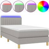 Maison Chic Box spring postelja - Vzmetna postelja z vzmetnico LED svetlo siva 90x200 cm blago SL15149, (21908542) | Shoptok.si