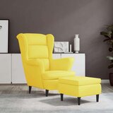 vidaXL Fotelja s krilnim naslonom i tabureom boja senfa baršunasta | shoptok.hr