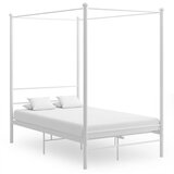  Posteljni okvir z ogrodjem za baldahin bel kovinski 120x200 cm | Shoptok.si