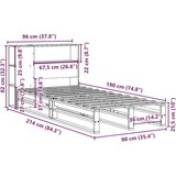  Krevet s regalom za knjige bez madraca 90 x 190 cm masivno drvo | shoptok.hr