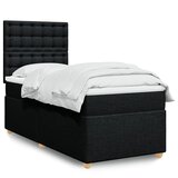 vidaXL Box spring postelja z vzmetnico črna 90x200 cm blago | Shoptok.si