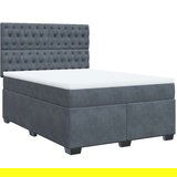 vidaXL Box spring postelja z vzmetnico temno siva 140x200 cm žamet | Shoptok.si