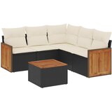  6-dijelni set vrtnih sofa s jastucima crni od poliratana Crna 59 x 62 x 69 cm | Shoptok.si