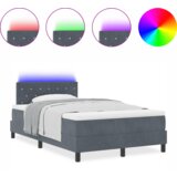 vidaXL Postelja na vzmet z vzmetnico in LED Temno siva 120x190 cm Žamet | Shoptok.si