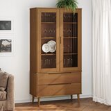 vidaXL Vitrina MOLDE rjava 90x35x175 cm trdna borovina Cene