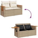 vidaXL Vrtna sedežna garnitura z blazinami 9-delna bež ratan/akacija | Shoptok.si