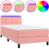  Krevet box spring s madracem LED ružičasti 90x190 cm baršunasti | shoptok.hr