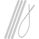 Minikoioi flexi straw with cleaning brush silikonska slamica 3 kos s krtačko powder grey 3 kos Cene