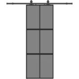  Klizna vrata s priborom crna 76 x 205 cm kaljeno staklo | shoptok.hr
