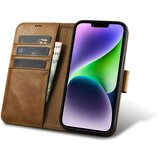 ICARER 2v1 usnjena preklopna torbica za iPhone 14 Plus Anti-RFID Oil Wax Wallet Case svetlo rjava, (21522090) Cene