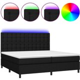  Krevet box spring s madracem LED crni 200x200 cm od tkanine | shoptok.hr