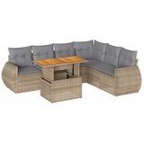 Maison Chic Seti vrtnega pohištva - Vrtna garnitura - Vrtni pohištvo set 7-delna z blazinami bež poli ratan, (21808058) | Shoptok.si