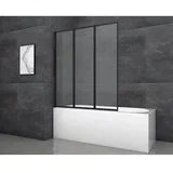 zložljiva stena za kopalno kad black star 125 x 143 cm črna mat 3-krilna