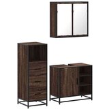  3-dijelni set kupaonskog namještaja boja smeđeg hrasta drveni | shoptok.hr