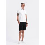 Ombre Men's knitted shorts with drawstring and pockets - black Cene