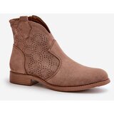 S. BARSKI Women's Openwork Ankle Boots On Flat Heel Brown S.Barski | Shoptok.si