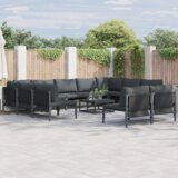 vidaXL Vrtna sedežna garnitura 11 pcs Antracitna Jeklo | Shoptok.si