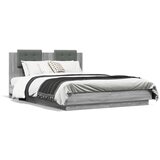 vidaXL Posteljni okvir z vzglavjem siva sonoma 120x200 cm inž. les | Shoptok.si