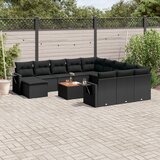  13-dijelni set vrtnih sofa s jastucima poliratan crni | shoptok.hr