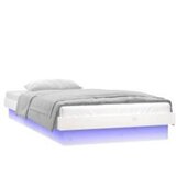  LED okvir za krevet bijeli 90 x 200 cm od masivnog drva | shoptok.hr
