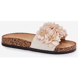 Boto Women's Cork Sole Slippers With Flowers Beige Ferenza | shoptok.hr