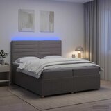  LED okvir za krevet s madracem Sivosmeđa 200 x 200 cm Tkanina Slike