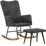 The Living Store Gugalni stol z naslonom za noge črno vintage platno - Gugalni Stol S Stolčkom Za Noge, (21493622) | Shoptok.si