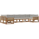 vidaXL Zunanja garnitura za sedenje 7 pcs Naravna in svetlo siva, (5000281225) | Shoptok.si