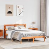Maison Chic Posteljni okvir - Dvoposteljna postelja - Zakonska postelja z vzglavjem voščeno rjava 160x200 cm borovina, (21693591) | Shoptok.si