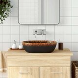 Nadgradni umivaonik crno-narančasti ovalni 47x33x13 cm keramika | shoptok.hr