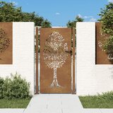vidaXL Vrtna vrata 105x180 cm Corten jeklo dizajn drevesa Cene