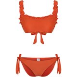 Trendyol Cinnamon Bralette Ruffled Textured Regular Bikini Set | Shoptok.si