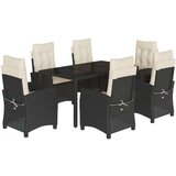 vidaXL 7-dijelni vrtni blagovaonski set s jastucima crni od poliratana | shoptok.hr
