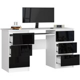 AKORD RAČUNALNIŠKA MIZA A-11 135 cm 6 Predalov BELE / ČRNE SIJAJNE, (21702492) | Shoptok.si