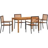  Vrtni set za objed 5 kom. Crna Čvrsto drvo akacije 140 x 80 x 74 cm | Shoptok.si