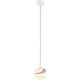  Argon 8451 - Luster na sajli ALMIROS 1xE14/7W/230V, Ø 12 cm, alabaster bela/zlatna | Eponuda.com
