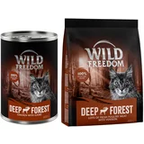 Wild Freedom mokra hrana 12 x 400 g + suha hrana 400 g po posebni ceni! - Deep Forest - Divjačina & piščanec + jelen - brez žit