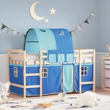 vidaXL Dječji krevet na kat s tunelom plavi 80x200 cm masivna borovina | shoptok.hr