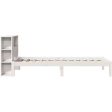 vidaXL Knjižna postelja brez vzmetnice bela 100x200 cm trdna borovina | Shoptok.si