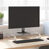 Stalak za monitor bijeli 60 x 35 x 8 cm kaljeno staklo i metal