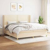  Box spring postelja z vzmetnico krem 200x200 cm blago, (20851583) | Shoptok.si