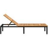  Ležaljka za sunčanje Crna 200 x 55 x 35 cm Čvrsto drvo akacije | shoptok.hr