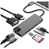 E-green adapter USB 3.1 Tip C (M) - HDMI+VGA+2X 3.0 USB + tip C + SD (F) Cene